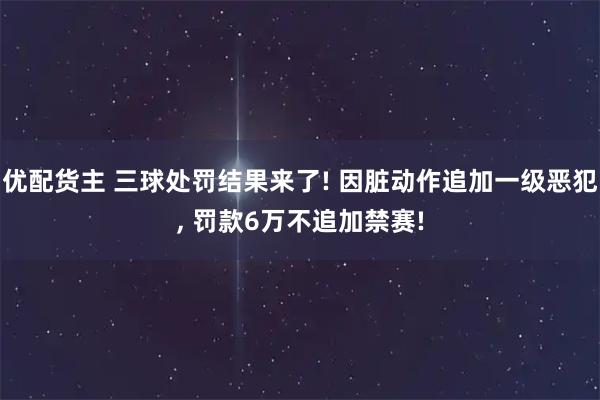 优配货主 三球处罚结果来了! 因脏动作追加一级恶犯, 罚款6万不追加禁赛!